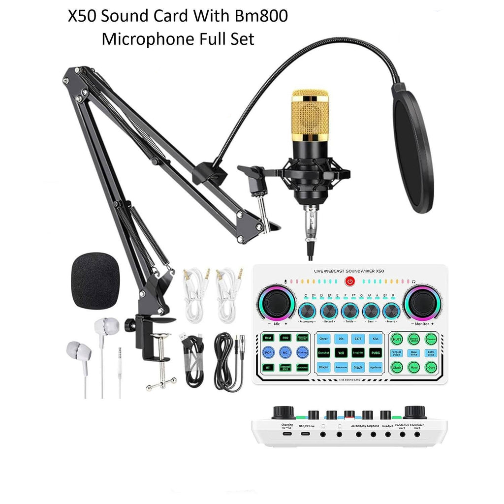 X50 Sound Card With Bm800 Microphone Full Set