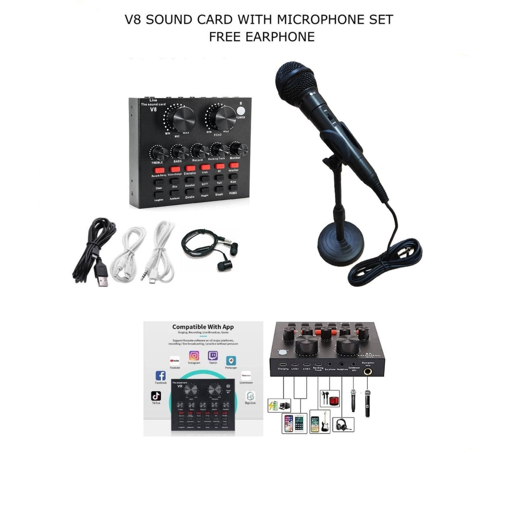 V8 Sound Card With Dynamic Microphone Set