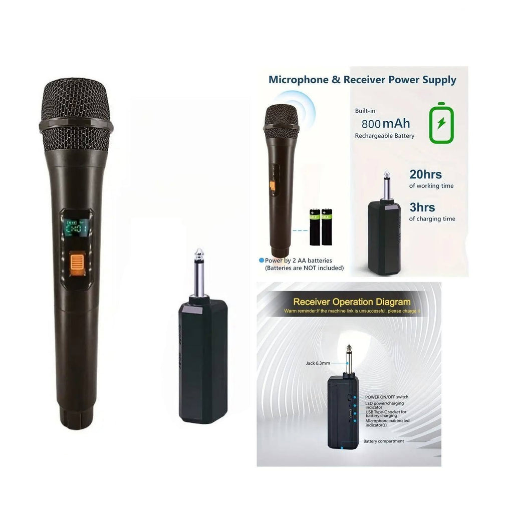 Single Wireless Microphones for Family Gatherings, Outdoor Activities, Performances, and KTV, Receivers Rechargeable