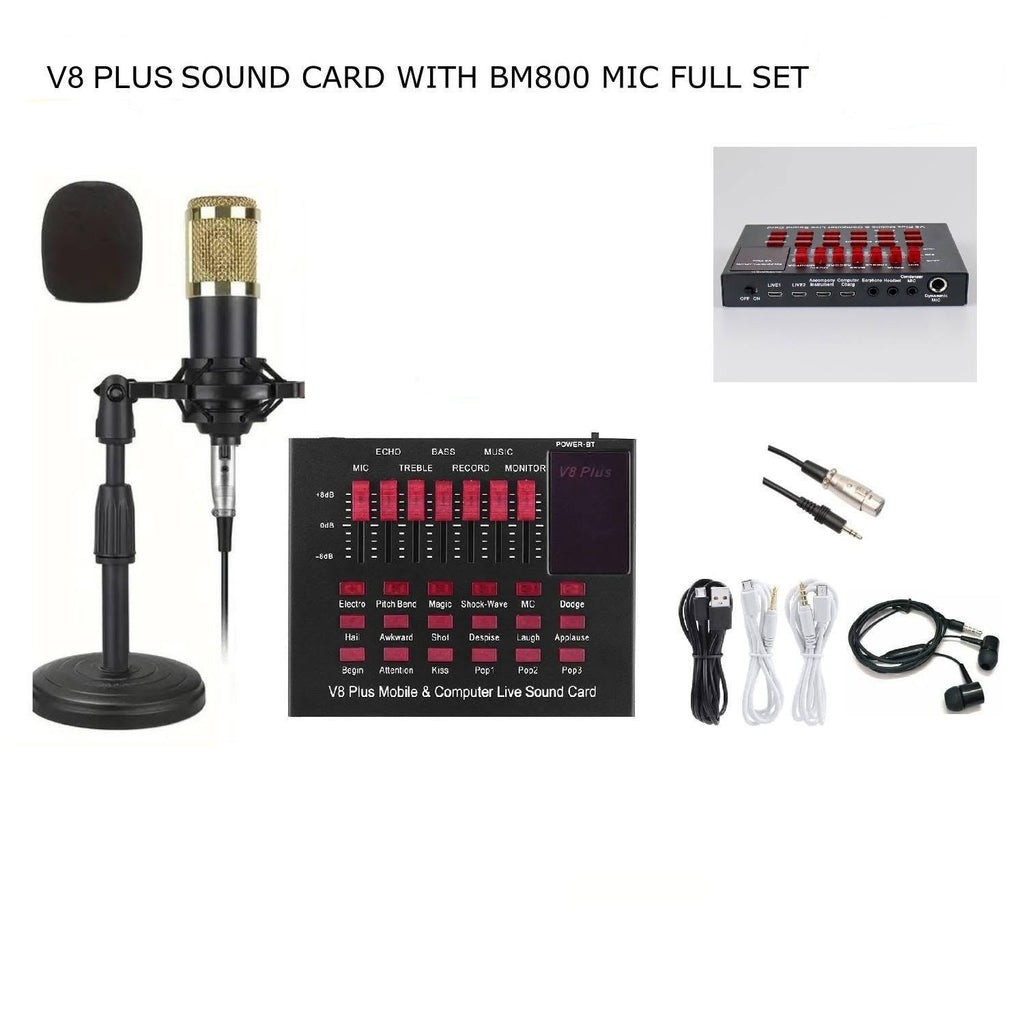 V8 PLUS SOUND CARD WITH BM800 MIC FULL SET