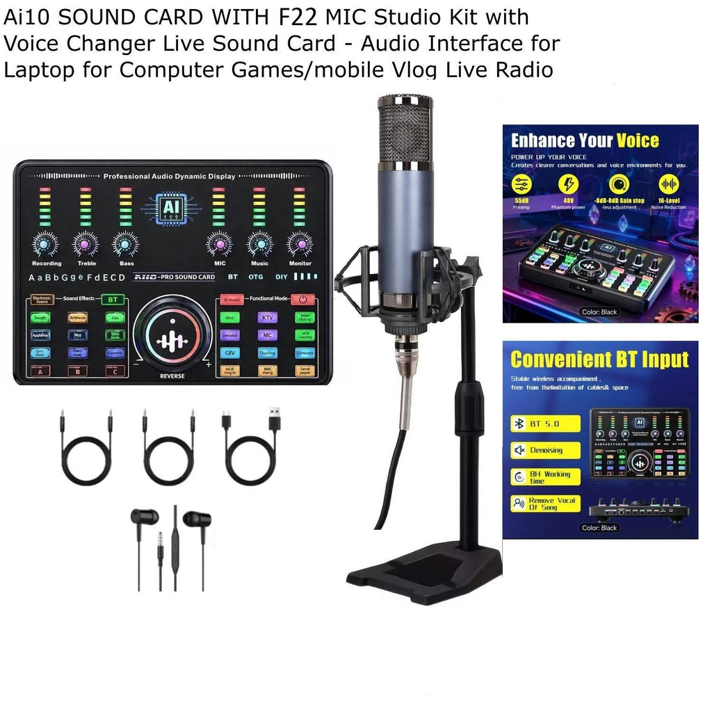 Ai10 SOUND CARD WITH F22 MIC Studio Kit