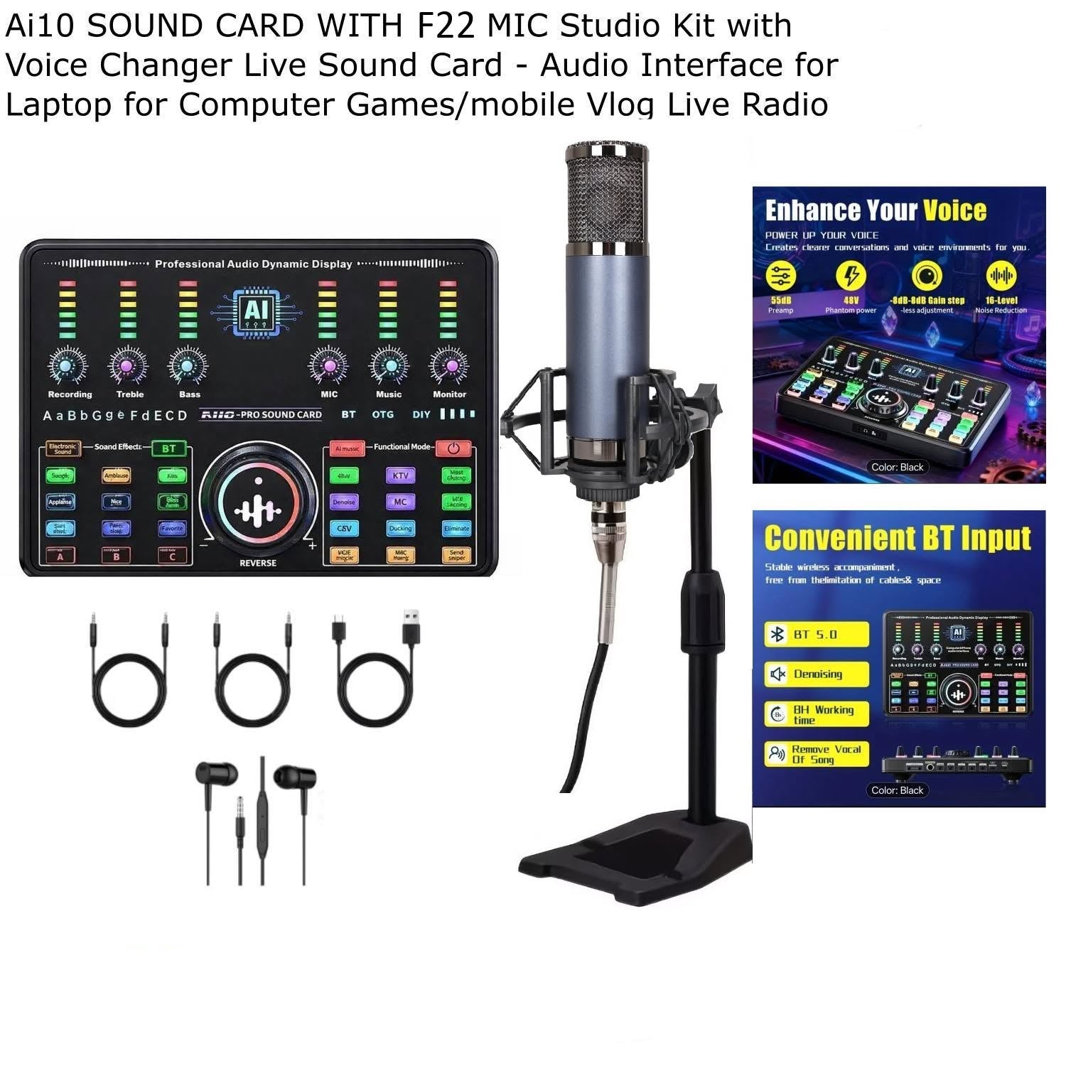 Ai10 SOUND CARD WITH F22 MIC Studio Kit