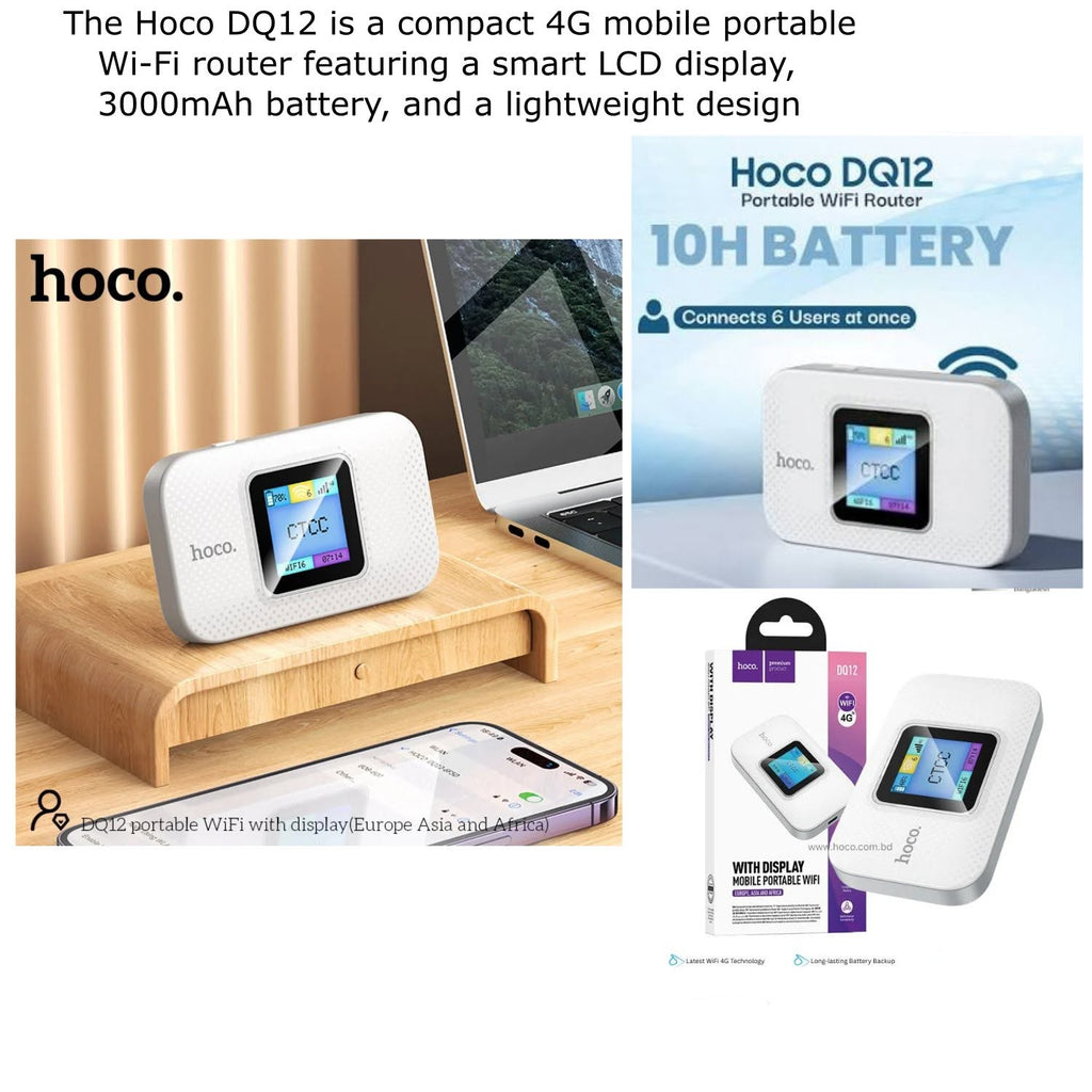 Hoco DQ12 Mobile Portable WiFi Router 10-Hour Battery 6-User Support
