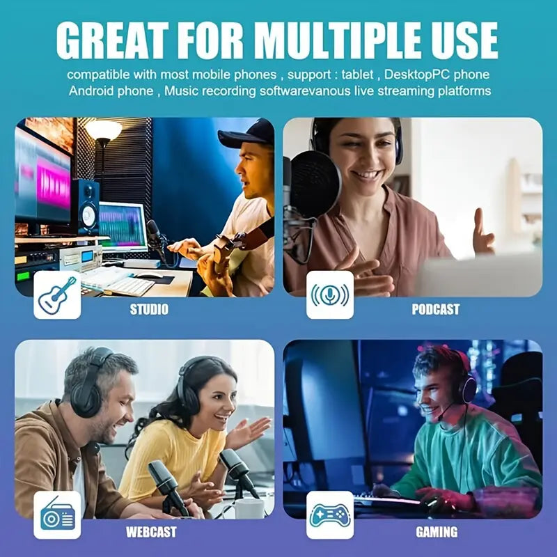بطاقة صوت F998 مع مجموعة ميكروفون BM-800