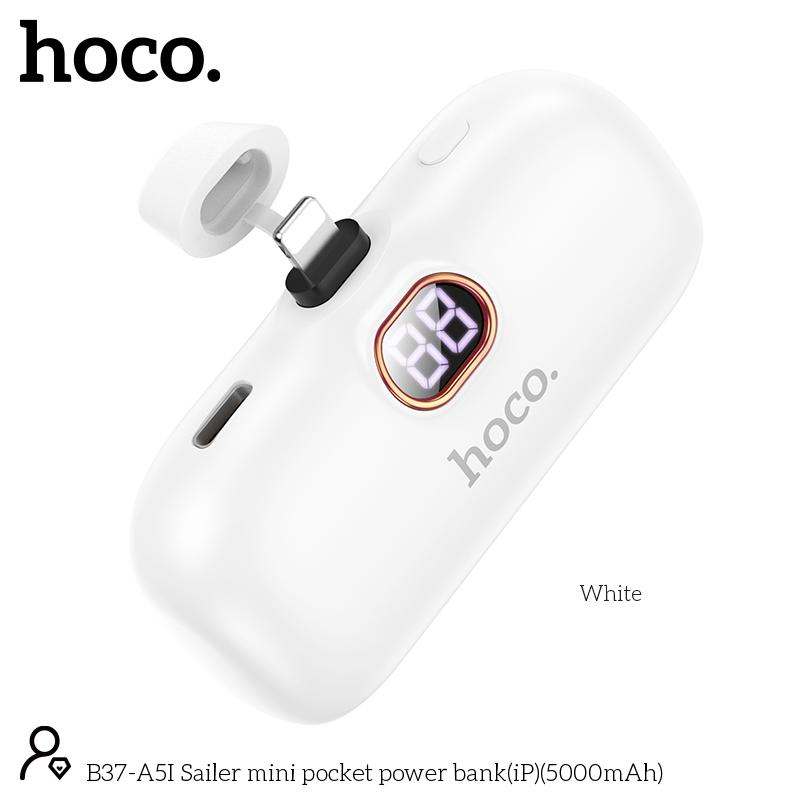HOCO B37-A5I Sailer Mini Pocket Capsule Power Bank (5000mAh) For iPhone & Type C Android