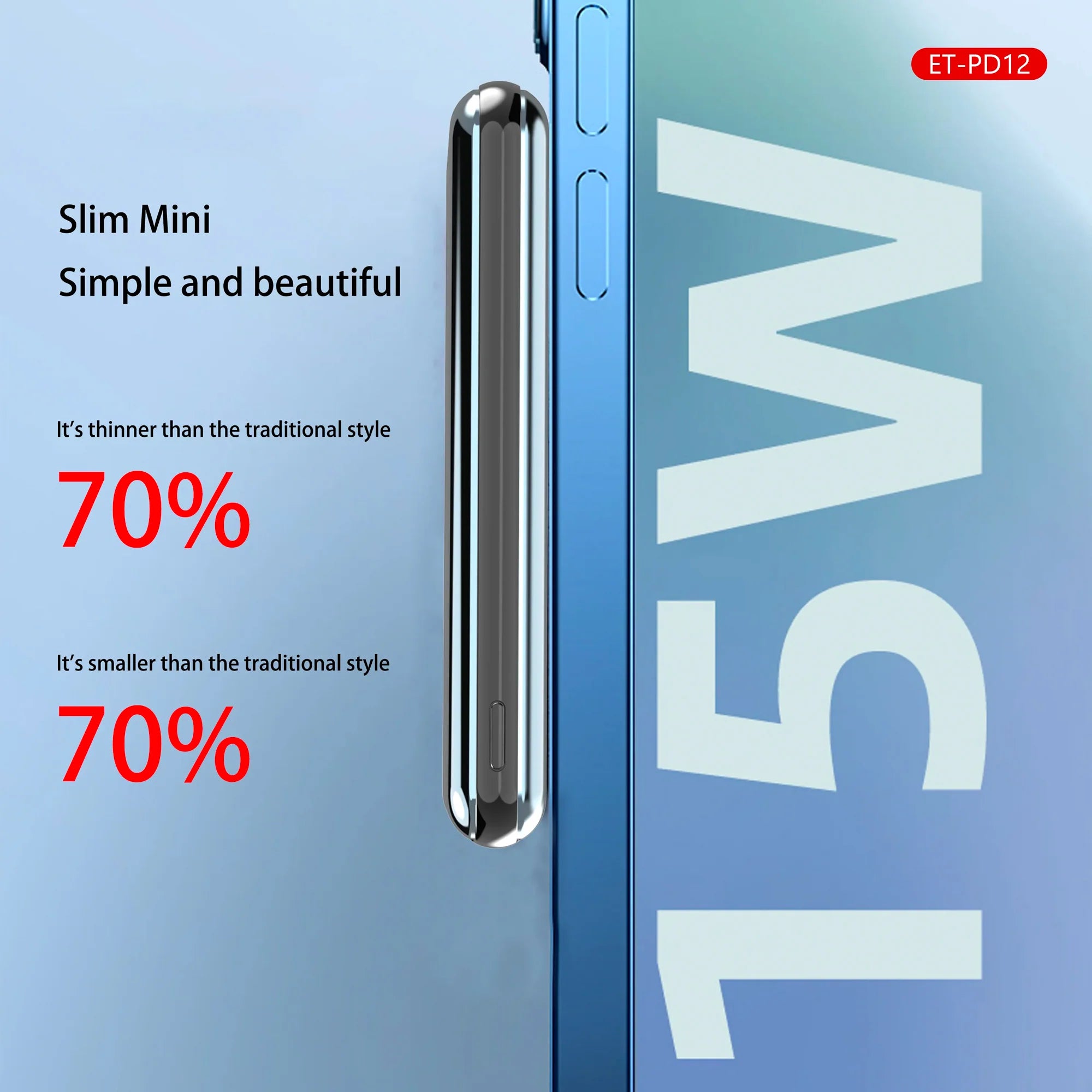 باور بانك لاسلكي مغناطيسي PD12 Magsafe من Earldom® بسعة 5000 مللي أمبير في الساعة