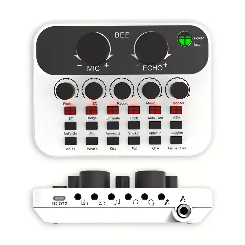 BEE Live Sound Card Bm800 Microphone Set Portable Podcast Mixer with With Studio Effects