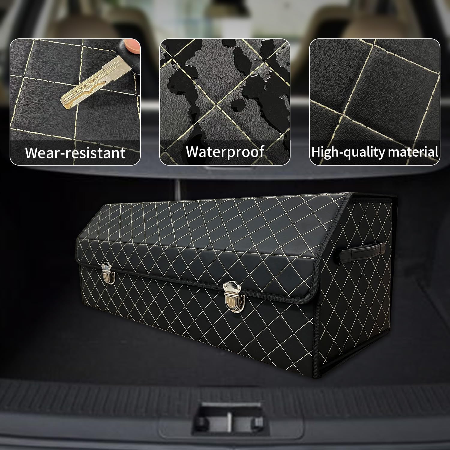 Trunk Organizer for Car With Lid,Foldable Trunk Organizer