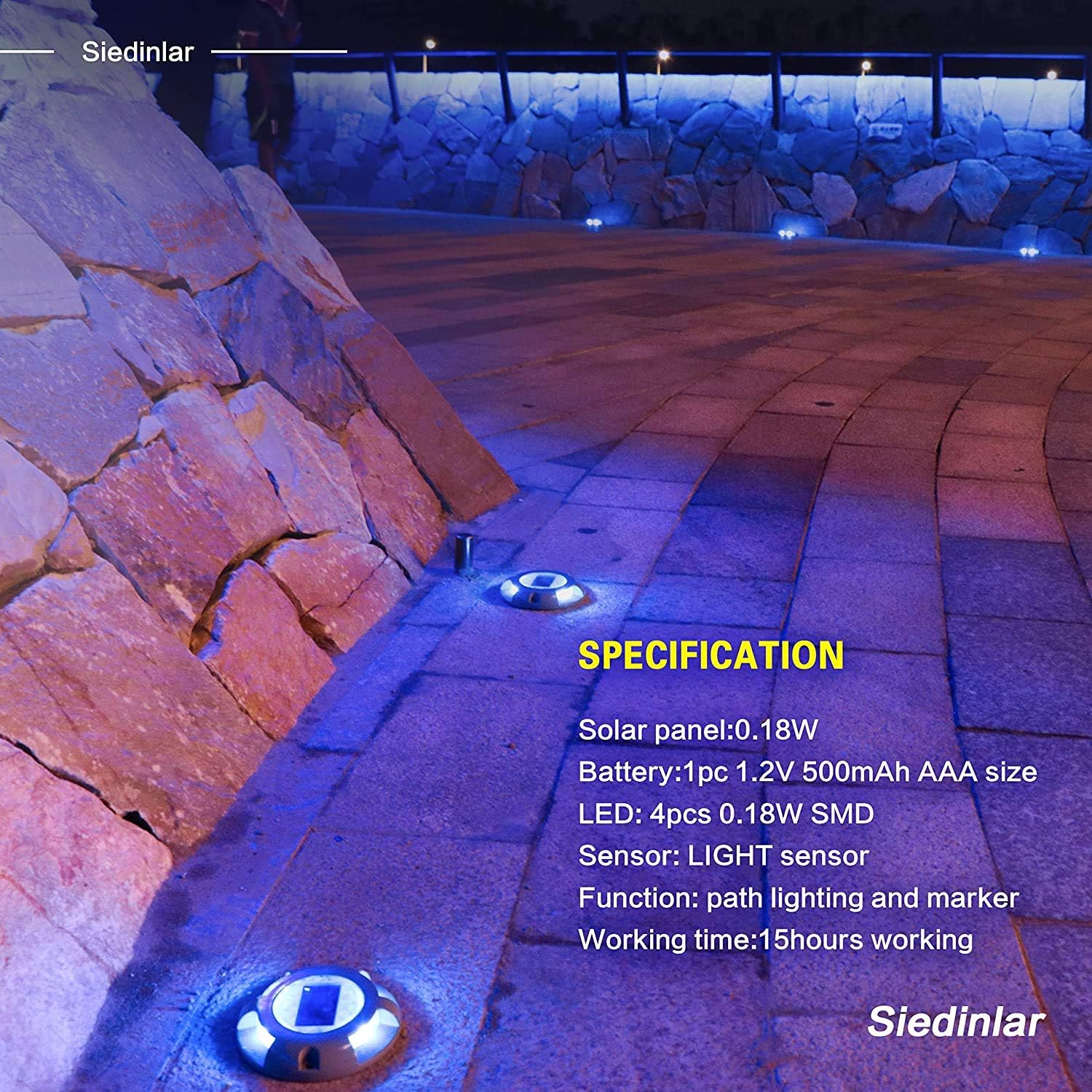 Solar Driveway Lights Solar Dock Lights 9 Colors in 4 Pack, Waterproof IP68, Outdoor