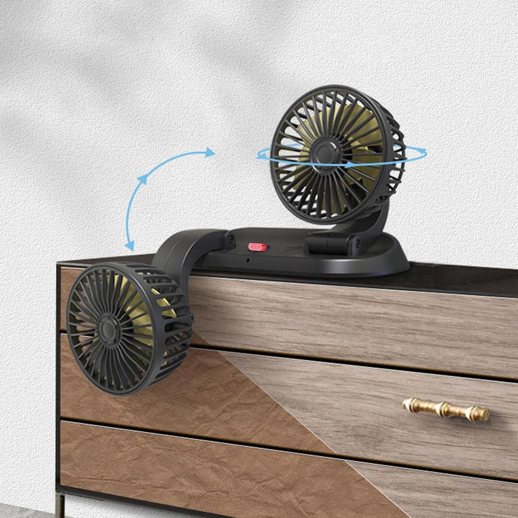 Car Dual Head Car Cooling | Portable Truck Air Fan, Battery Powered Car Cooling Air Fan