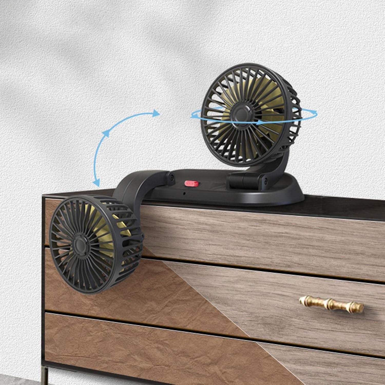Car Dual Head Car Cooling | Portable Truck Air Fan, Battery Powered Car Cooling Air Fan
