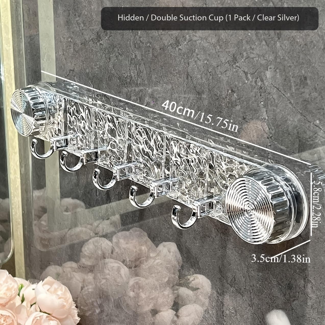 Suction Wall Hooks with Crystal Design Self- Adhesive – 5 in 1 Hook 1PC