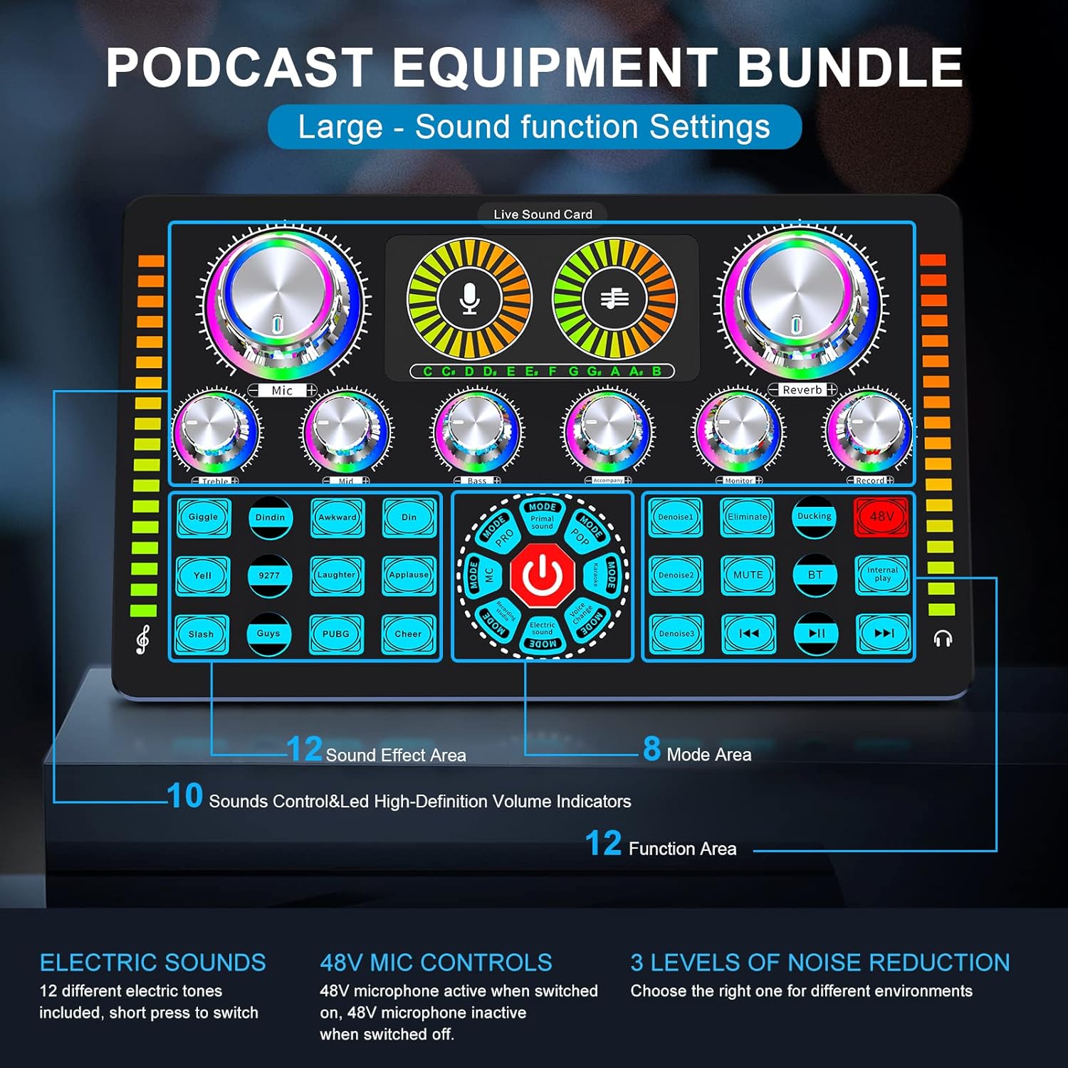 بطاقة صوت احترافية Q7 مع ميكروفون U87p مجموعة كاملة
