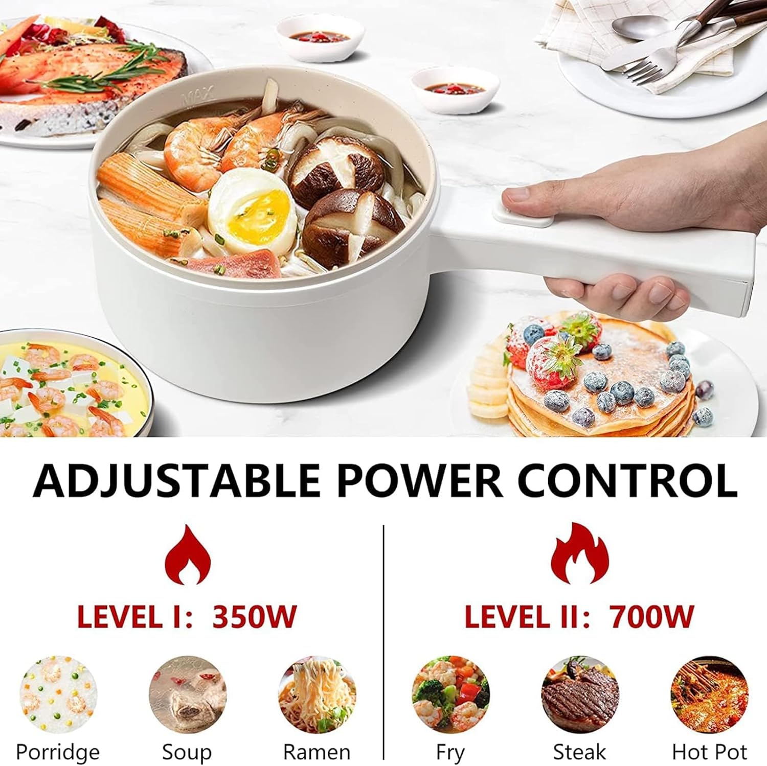 1.8L Electric Hot Pot with Steamer & Temperature Control