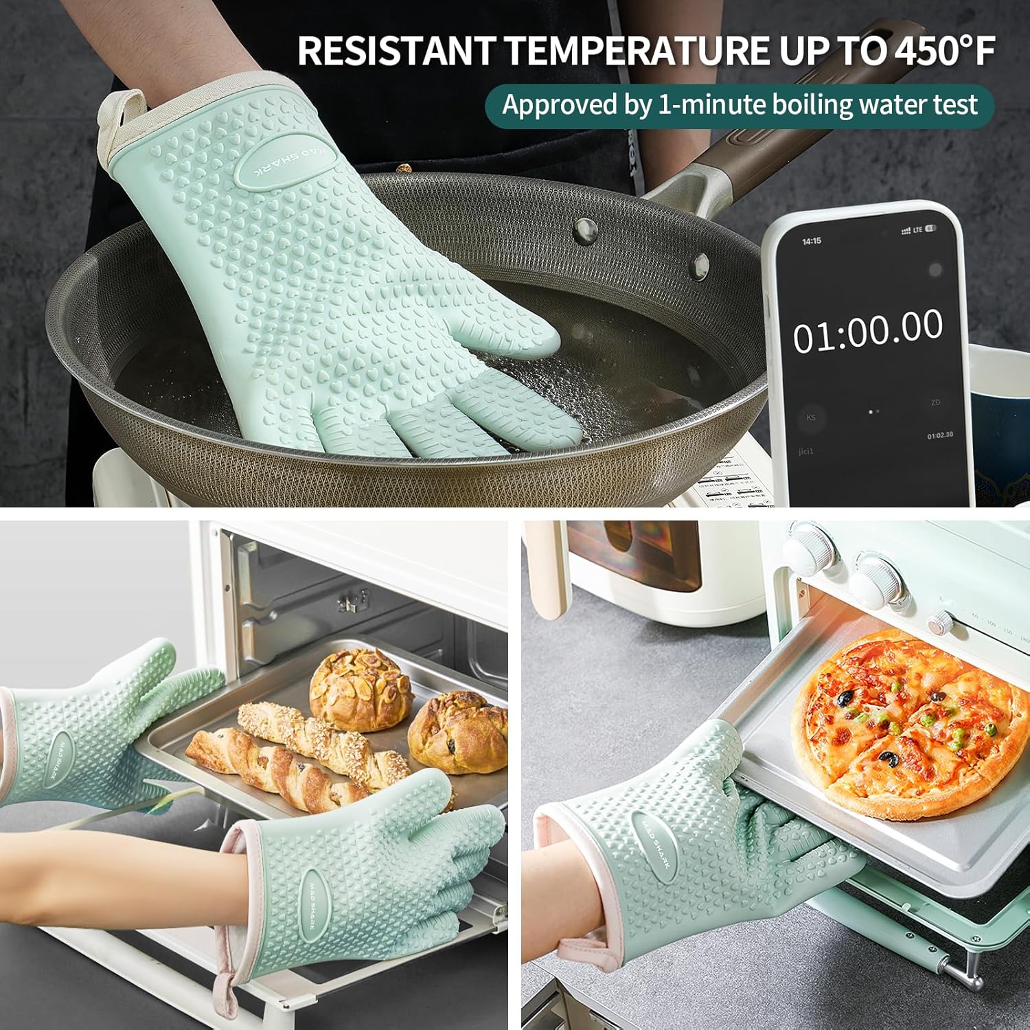 Heat Resistant Waterproof & Non-Slip Oven Mitt 1 pc