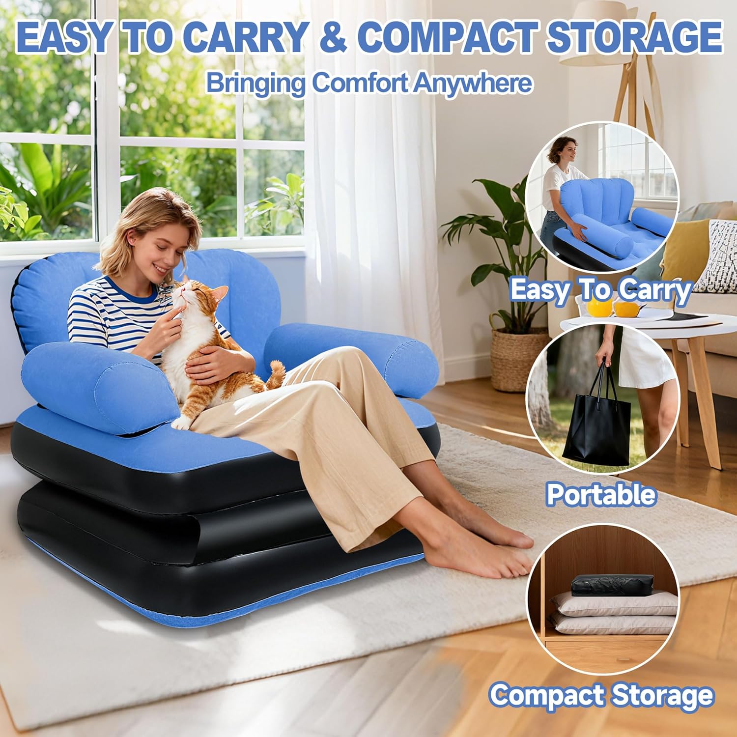 Folding Inflatable Sofa With Pull Out Couch