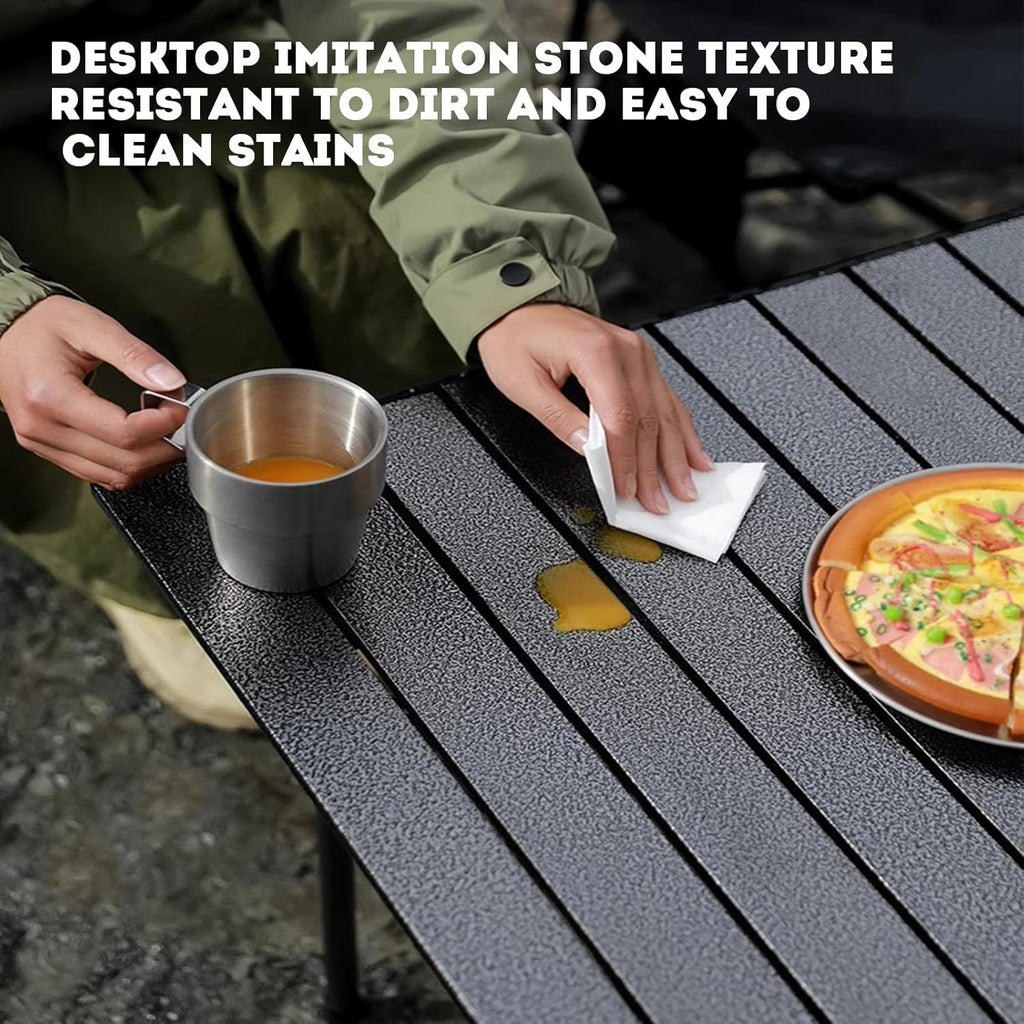 طقم طاولة وكراسي للتخييم، طاولة قابلة للطي محمولة ومقاعد لستة أشخاص