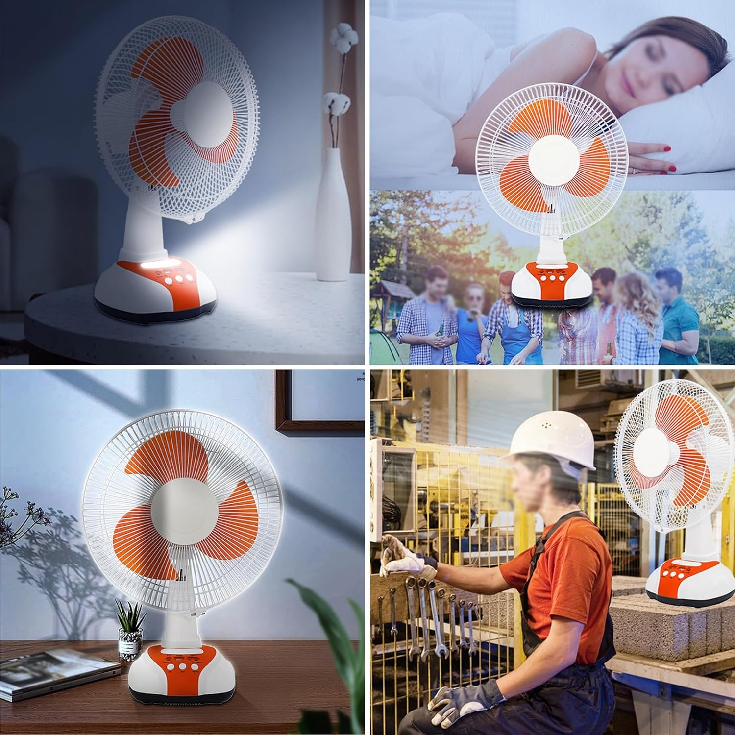 Portable Rechargeable Solar Powered Fan with LED Lights