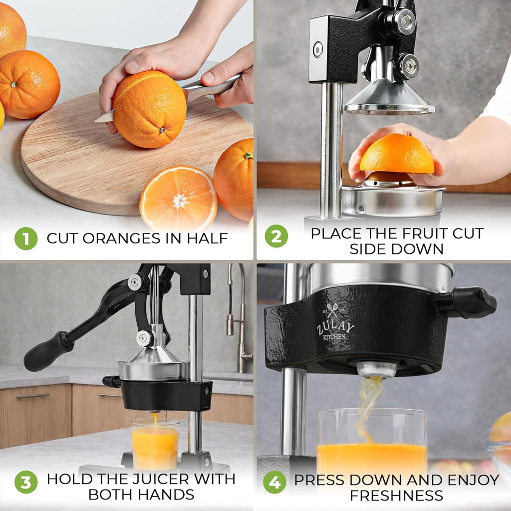Citrus juicer orange squeezer and lemon squeezer manual press metal grey