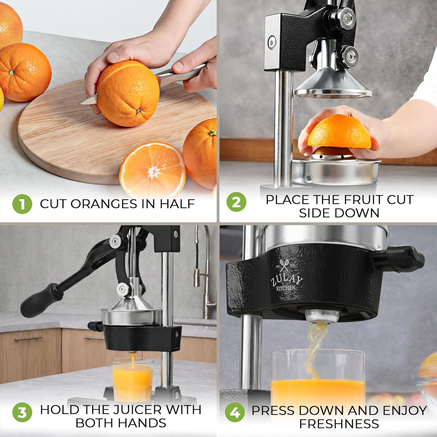 Citrus juicer orange squeezer and lemon squeezer manual press metal grey