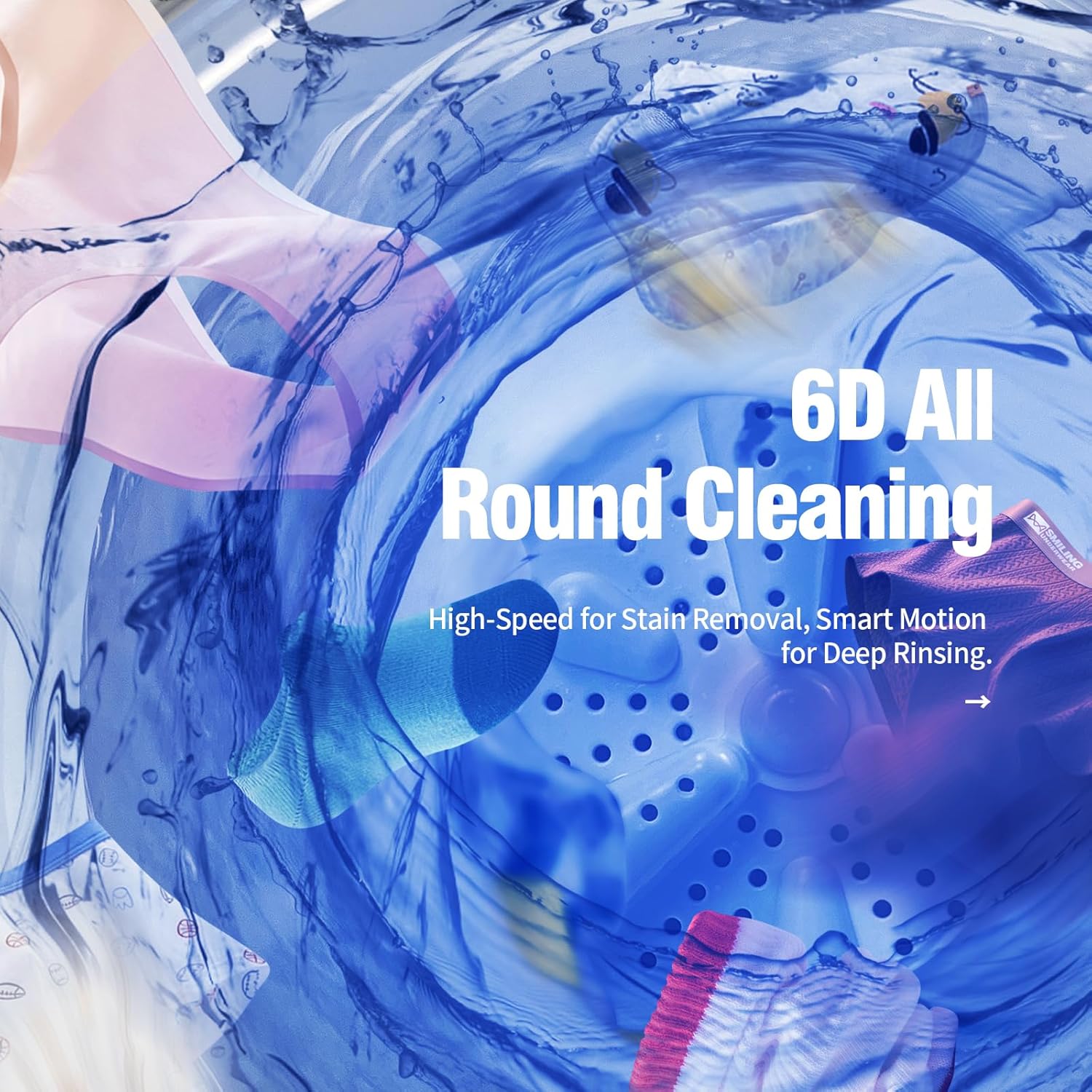 Portable 3L Mini USB Rechargeable Washing Machine with Blue-light