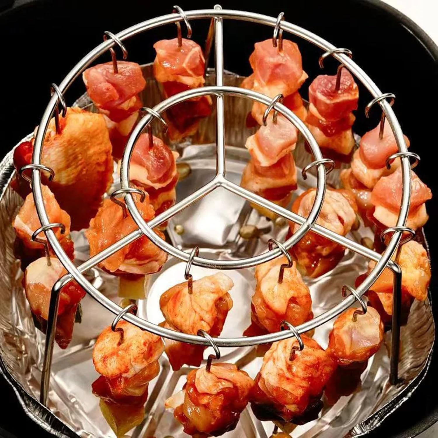 Air Fryer Rack Round Hanging 24 Skewer Cooking Rack for Non-Stick Cooling Baking Drying