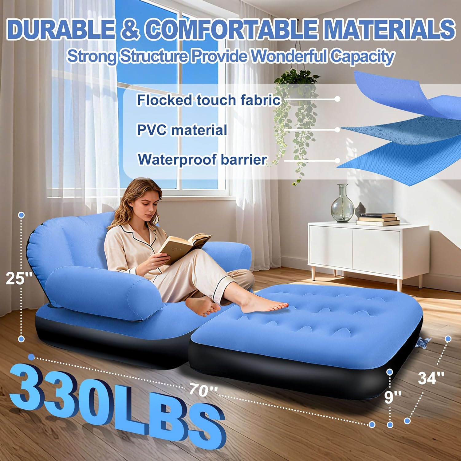 Folding Inflatable Sofa With Pull Out Couch
