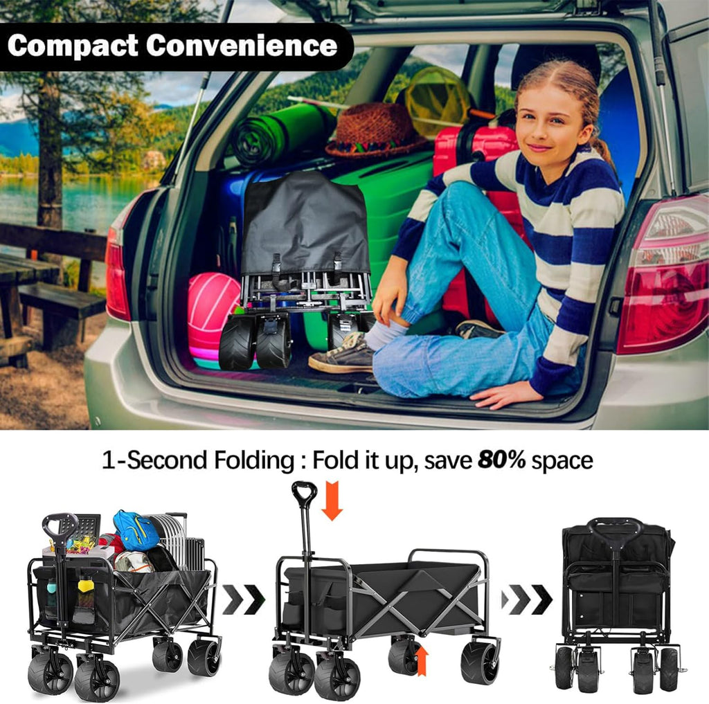 150 kg Collapsible Folding Wagon,Portable Large Wagon Trolley cart