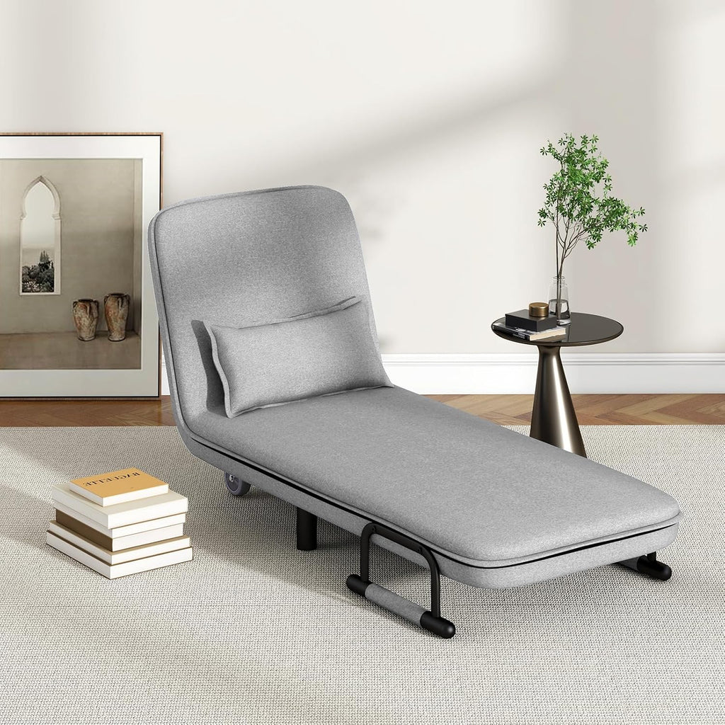 3-in-1 Convertible Sofa Bed with 5-Position Adjustable Backrest & Lumbar Pillow