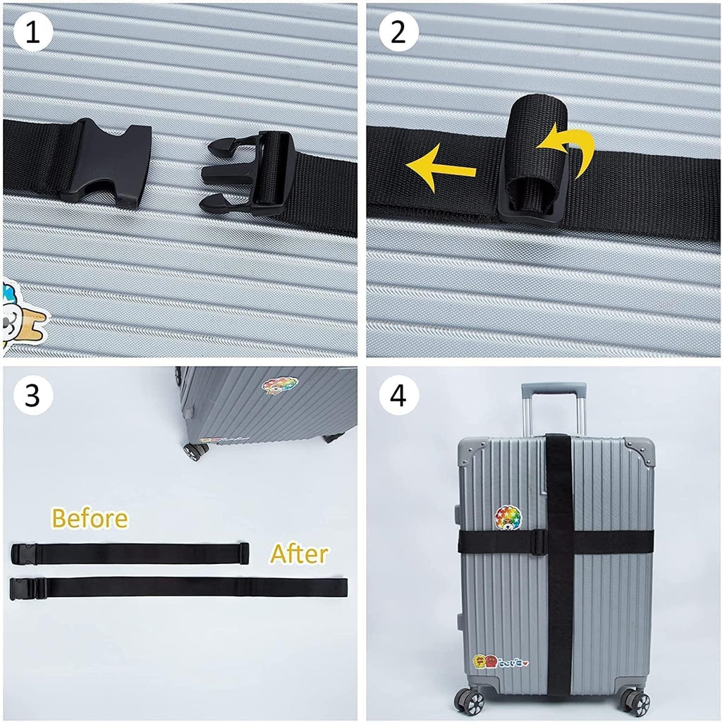 Adjustable Wide Luggage Straps Suitcase Belts 4pc