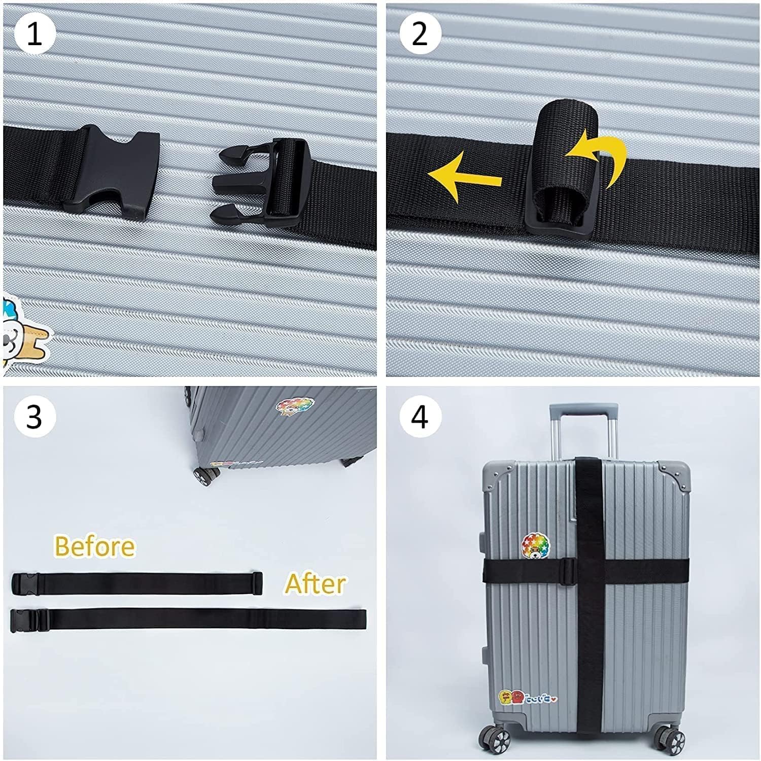 Adjustable Wide Luggage Straps Suitcase Belts 4pc