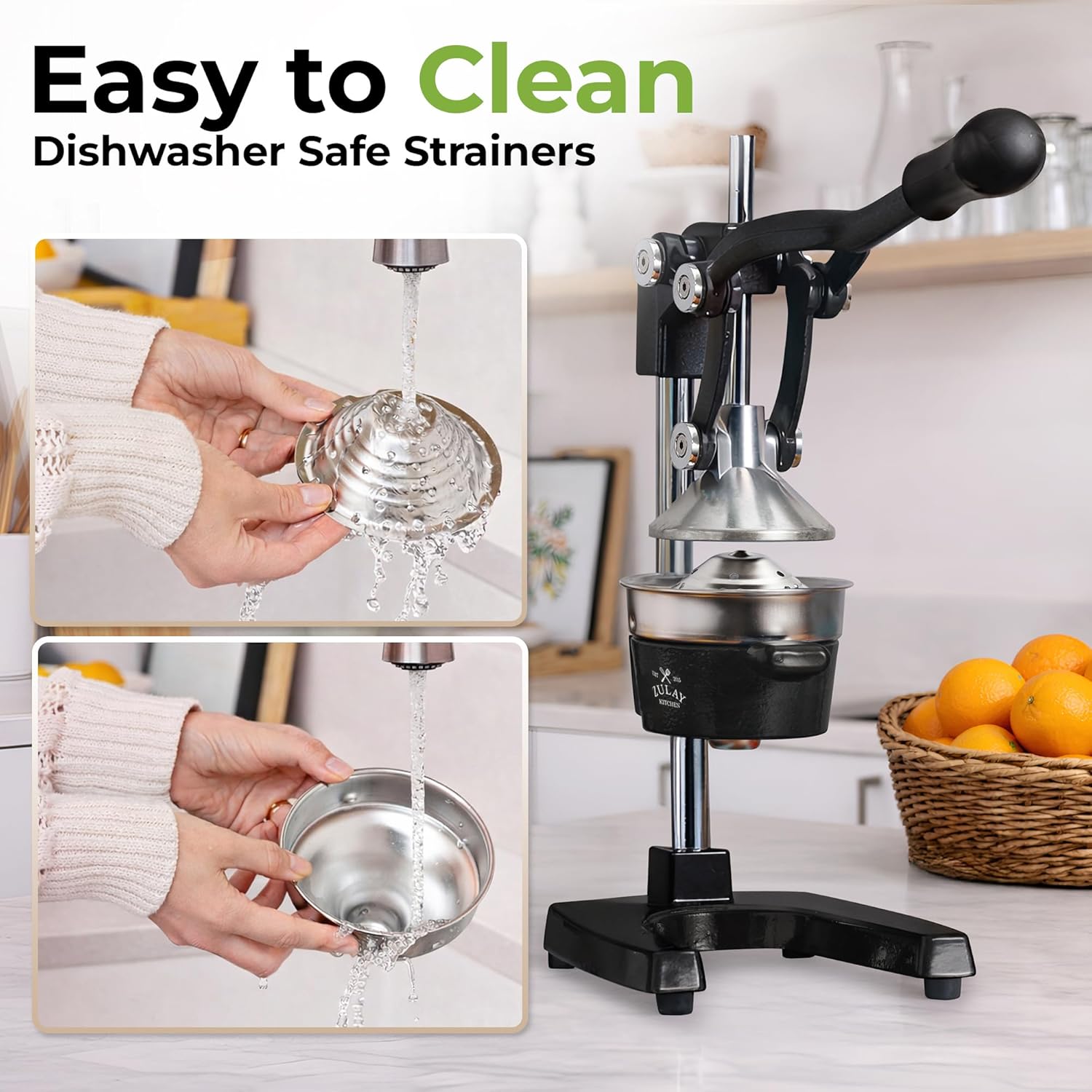 Citrus juicer orange squeezer and lemon squeezer manual press metal grey