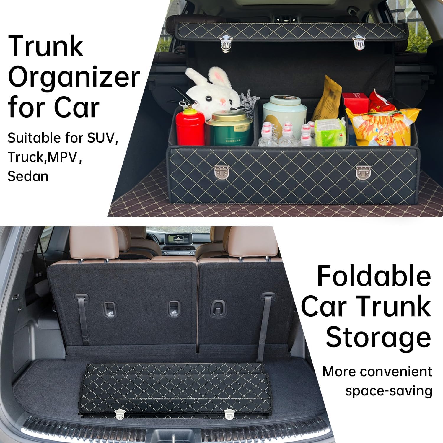 Trunk Organizer for Car With Lid,Foldable Trunk Organizer