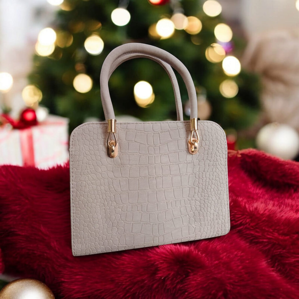 حقيبة مربعة بنقشة تمساح 