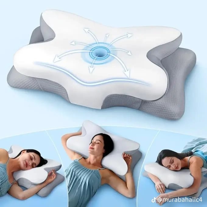 وسادة مريحة ومُصممة هندسيًا من إسفنج الذاكرة لدعم الرقبة والكتفين أثناء النوم على الجانب.