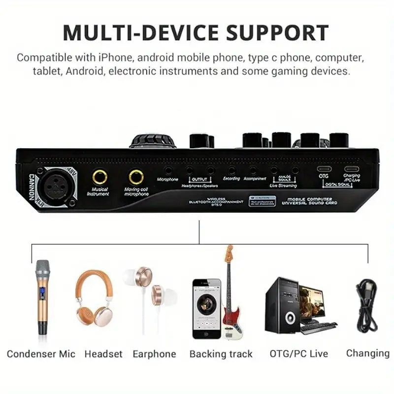 خلاط بطاقة صوت SX96 48V مع ميكروفون U87P للبث المباشر للكمبيوتر والغناء في الهواء الطلق وخلاط منزلي