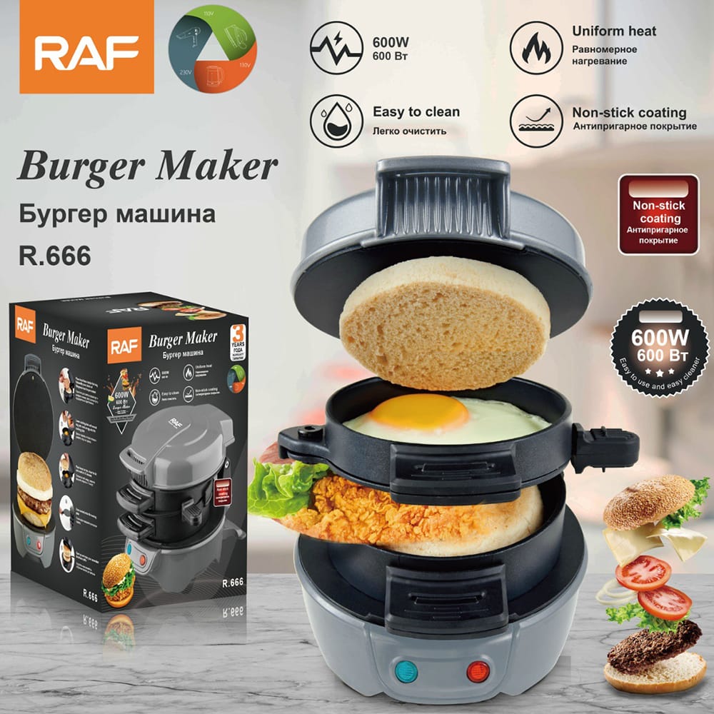 Sandwich Toaster Burger Maker, Panini Presses, Efficient Non-Stick Heating Plates with Non-Stick Coating, Perfect for Burgers