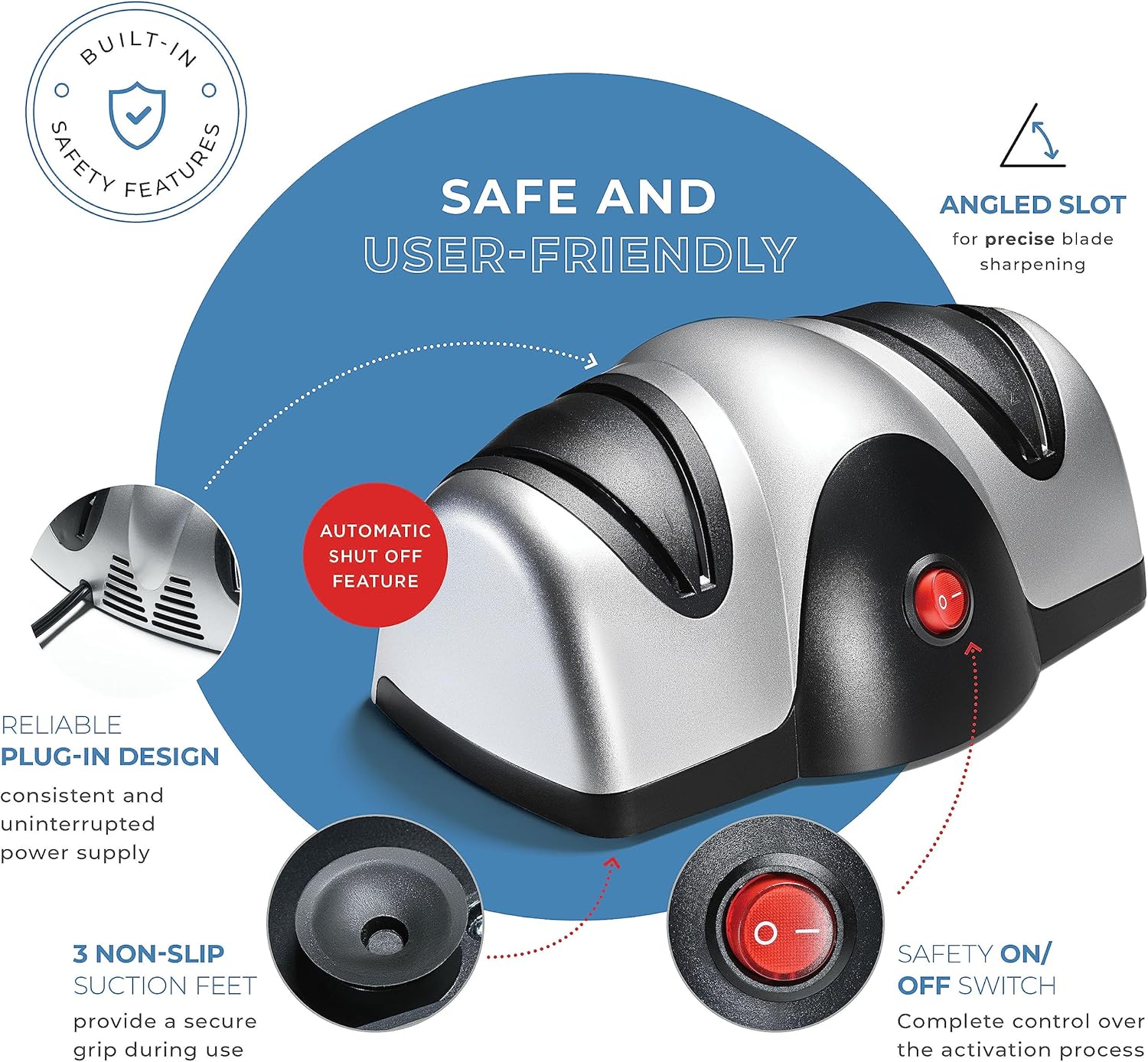 Electric Knife Sharpener Multifunction Fast Grindstone Electric 2 Stage Sharpener Knives Scissors Screwdrivers