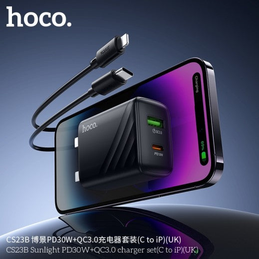 HOCO CS23B Sunlight PD30W+QC3.0 CS23B Charger NEW C to C UK