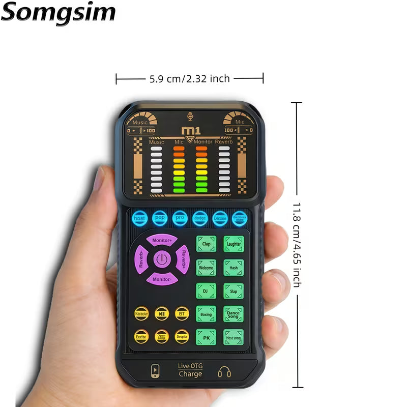 M1 Portable Handheld Sound Card with Microphone & Headphone