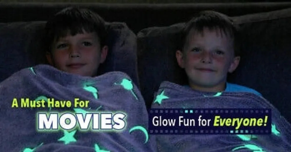Magic Glow In The Dark Blanket Throw With Star Sky Objects Super Soft Snuggly Fluffy 50" X 60"