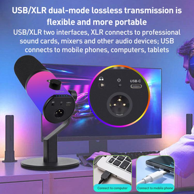 ZX-777 XLR / USB-C RGB Dynamic Microphone