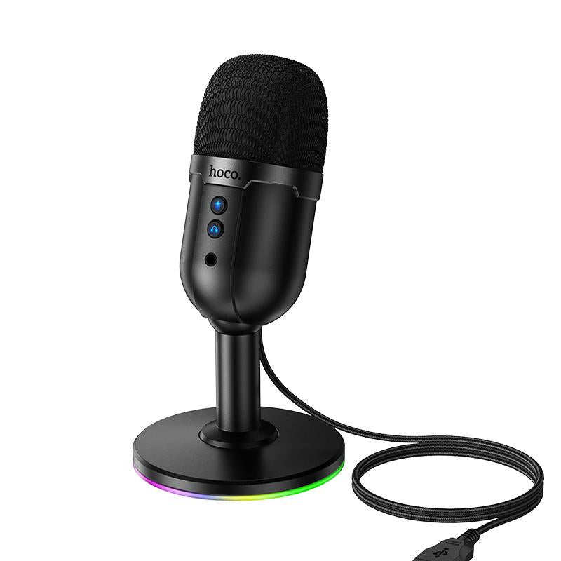 hoco L25 Bright USB-A Port RGB Desktop Microphone(Black)