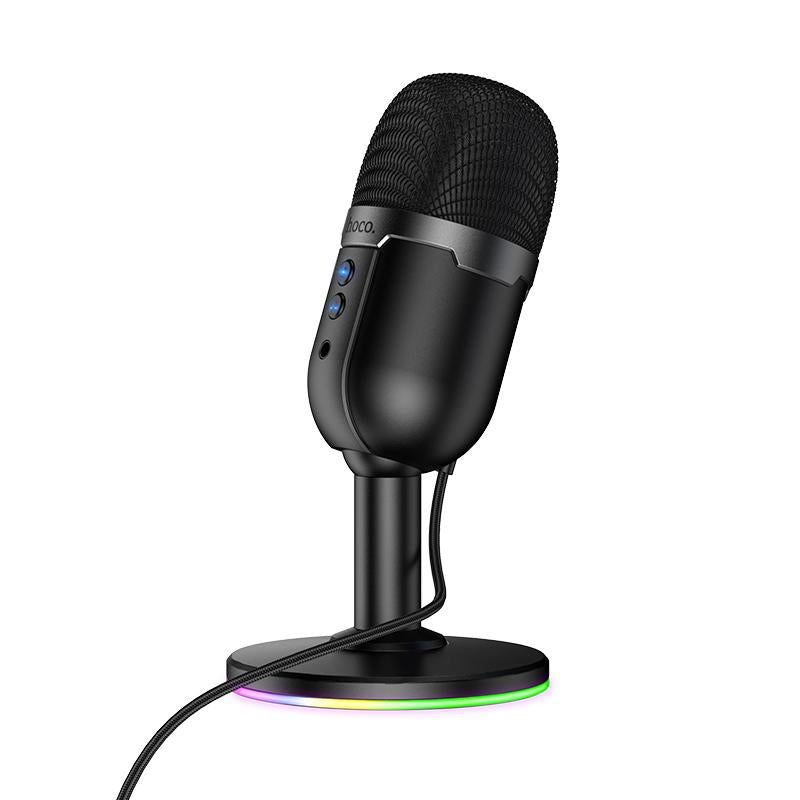 hoco L25 Bright USB-A Port RGB Desktop Microphone(Black)