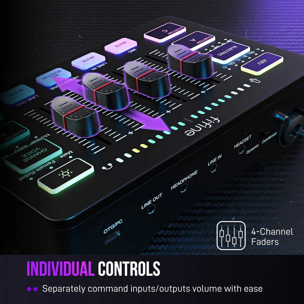 FIFINE SC3 RGB Audio Mixer with ZX-777 RGB Microphone