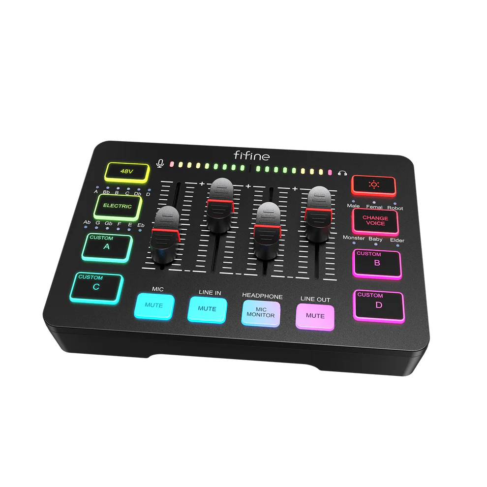 FIFINE SC3 RGB Audio Mixer with ZX-777 RGB Microphone