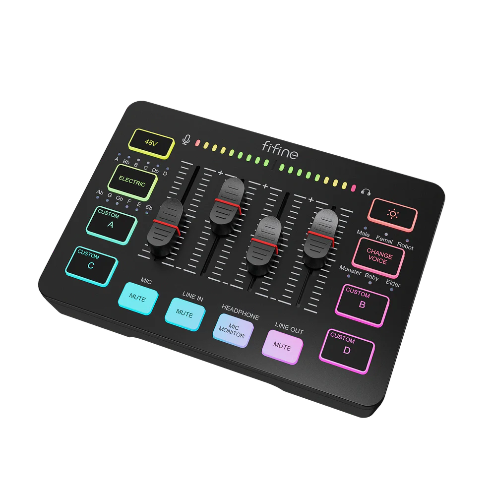 FIFINE SC3 RGB Audio Mixer with ZX-777 RGB Microphone