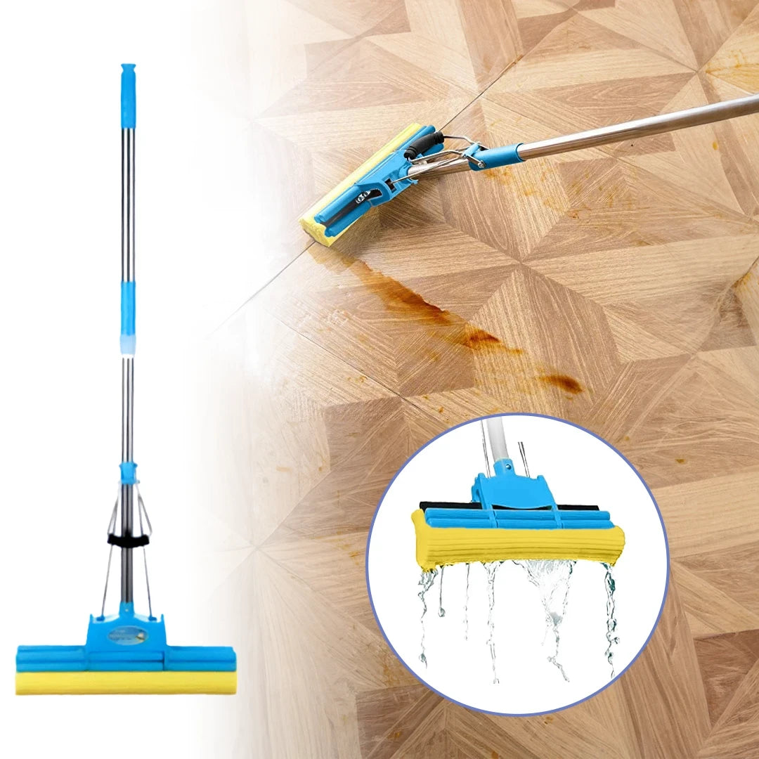 Ultimate Premium Cotton Dust Mop Floor Wash and Clean Squeeze Sponge Double Roller PVA Mop
