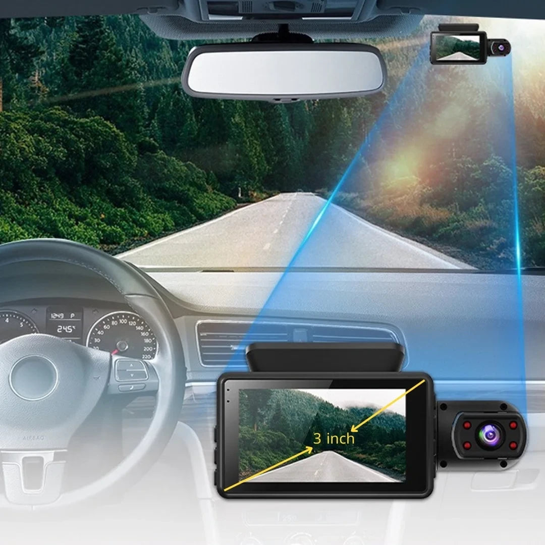 كاميرا A68 DVR للسيارة مقاس 3 بوصات بزاوية 110 درجات بدقة 1080 بكسل عالية الدقة