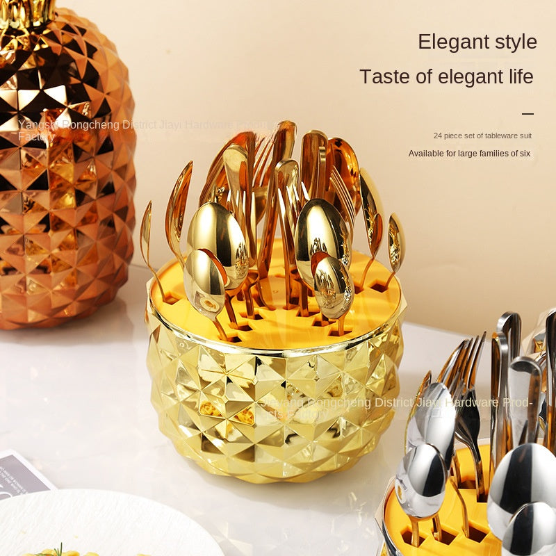 Pineapple ABS Mood Egg Stainless Steel Flatware Luxury Cutlery Set